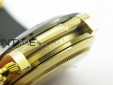 Daytona YG 116518LN JH Best Black Dial Gold Subdial On Rubber Strap A4130 (Free XS rubber strap)
