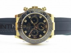 Daytona YG 116518LN JH Best Black Dial Diamond Markers On Rubber Strap A4130 (Free XS rubber strap)