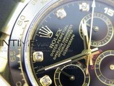 Daytona YG 116518LN JH Best Black Dial Diamond Markers On Rubber Strap A4130 (Free XS rubber strap)