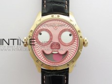 Konstantin Chaykin Joker RG TWF Best Edition Pink Pig Dial on Black Leather Strap NH35A