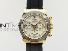 Daytona YG 116518LN JH Best White MOP Dial Diamond Markers On Rubber Strap A4130 (Free XS rubber strap)