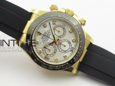 Daytona YG 116518LN JH Best White MOP Dial Diamond Markers On Rubber Strap A4130 (Free XS rubber strap)