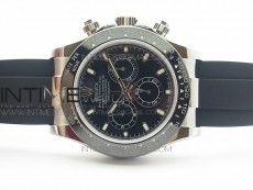 Daytona 116519LN JH Black dial Sticks markers On Rubber Strap A4130 (Free XS rubber strap)