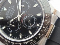 Daytona 116519LN JH Black dial Sticks markers On Rubber Strap A4130 (Free XS rubber strap)