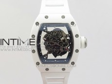 RM035-02 Real White Ceramic Case V2 KVF Best Edition Skeleton Dial White Crown on White Rubber Strap MIYOTA8215