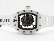 RM035-02 Real White Ceramic Case V2 KVF Best Edition Skeleton Dial White Crown on White Rubber Strap MIYOTA8215