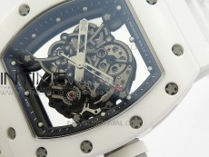RM035-02 Real White Ceramic Case V2 KVF Best Edition Skeleton Dial White Crown on White Rubber Strap MIYOTA8215