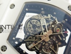 RM035-02 Real White Ceramic Case V2 KVF Best Edition Skeleton Dial White Crown on White Rubber Strap MIYOTA8215