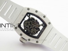RM035-02 Real White Ceramic Case V2 KVF Best Edition Skeleton Dial White Crown on White Rubber Strap MIYOTA8215
