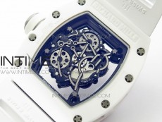RM035-02 Real White Ceramic Case V2 KVF Best Edition Skeleton Dial White Crown on White Rubber Strap MIYOTA8215