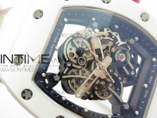 RM035-02 Real White Ceramic Case V2 KVF Best Edition Skeleton Dial Red Crown on White Rubber Strap MIYOTA8215