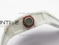 RM035-02 Real White Ceramic Case V2 KVF Best Edition Skeleton Dial Red Crown on White Rubber Strap MIYOTA8215