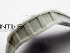 RM035-02 Real White Ceramic Case V2 KVF Best Edition Skeleton Dial Red Crown on White Rubber Strap MIYOTA8215