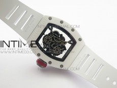 RM035-02 Real White Ceramic Case V2 KVF Best Edition Skeleton Dial Red Crown on White Rubber Strap MIYOTA8215