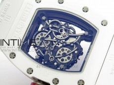 RM035-02 Real White Ceramic Case V2 KVF Best Edition Skeleton Dial Red Crown on White Rubber Strap MIYOTA8215