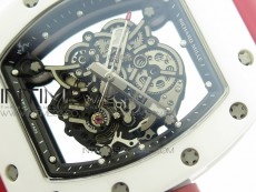 RM035-02 Real White Ceramic Case V2 KVF Best Edition Skeleton Dial Red Crown on Red Rubber Strap MIYOTA8215