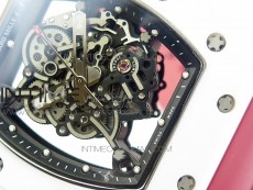 RM035-02 Real White Ceramic Case V2 KVF Best Edition Skeleton Dial Red Crown on Red Rubber Strap MIYOTA8215