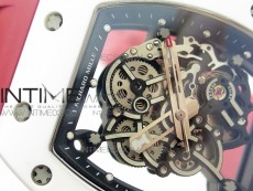RM035-02 Real White Ceramic Case V2 KVF Best Edition Skeleton Dial Red Crown on Red Rubber Strap MIYOTA8215