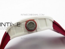 RM035-02 Real White Ceramic Case V2 KVF Best Edition Skeleton Dial Red Crown on Red Rubber Strap MIYOTA8215