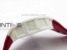 RM035-02 Real White Ceramic Case V2 KVF Best Edition Skeleton Dial Red Crown on Red Rubber Strap MIYOTA8215