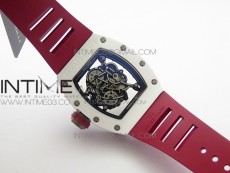 RM035-02 Real White Ceramic Case V2 KVF Best Edition Skeleton Dial Red Crown on Red Rubber Strap MIYOTA8215