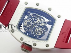 RM035-02 Real White Ceramic Case V2 KVF Best Edition Skeleton Dial Red Crown on Red Rubber Strap MIYOTA8215