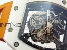 RM035-02 Real White Ceramic Case V2 KVF Best Edition Skeleton Dial White Crown on Orange Rubber Strap MIYOTA8215