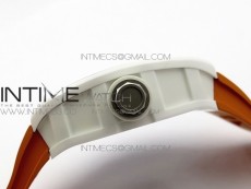 RM035-02 Real White Ceramic Case V2 KVF Best Edition Skeleton Dial White Crown on Orange Rubber Strap MIYOTA8215