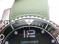 Conquest L3.840.4.56.6 Real Ceramic Bezel SS ZF 1:1 Best Edition Green dial On Green Rubber Strap A2824