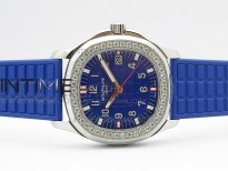 Aquanaut 5067A SS PPF 1:1 Best Edition Blue Textured Dial on Blue Rubber Strap AE23 (Free a box)
