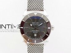 Super Ocean Heritage Gray Ceramic Bezel SS Gray Dial on SS Bracelet A2824