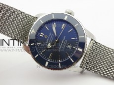Super Ocean Heritage Blue Ceramic Bezel SS Blue Dial on SS Bracelet A2824
