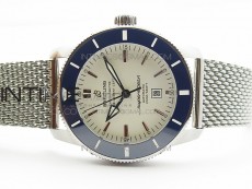 Super Ocean Heritage Blue Ceramic Bezel SS White Dial on SS Bracelet A2824