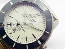 Super Ocean Heritage Blue Ceramic Bezel SS White Dial on SS Bracelet A2824