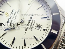 Super Ocean Heritage Blue Ceramic Bezel SS White Dial on SS Bracelet A2824