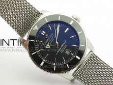 Super Ocean Heritage Black Ceramic Bezel SS Black Dial on SS Bracelet A2824