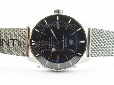 Super Ocean Heritage Black Ceramic Bezel SS Black Dial on SS Bracelet A2824