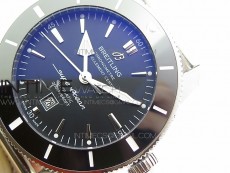 Super Ocean Heritage Black Ceramic Bezel SS Black Dial on SS Bracelet A2824
