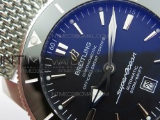 Super Ocean Heritage Black Ceramic Bezel SS Black Dial on SS Bracelet A2824