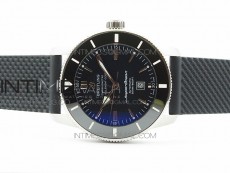 Super Ocean Heritage Black Ceramic Bezel SS Black Dial on Rubber Strap A2824