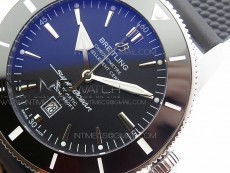 Super Ocean Heritage Black Ceramic Bezel SS Black Dial on Rubber Strap A2824