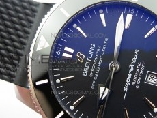 Super Ocean Heritage Black Ceramic Bezel SS Black Dial on Rubber Strap A2824