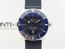 Super Ocean Heritage Blue Ceramic Bezel SS Blue Dial on Rubber Strap A2824