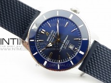 Super Ocean Heritage Blue Ceramic Bezel SS Blue Dial on Rubber Strap A2824