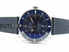 Super Ocean Heritage Blue Ceramic Bezel SS Blue Dial on Rubber Strap A2824