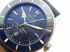 Super Ocean Heritage Blue Ceramic Bezel SS Blue Dial on Rubber Strap A2824