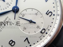 Portuguese IW371605 ZF V3 1:1 Best Edition SS White Dial Blue Markers on Blue Leather Strap A96355