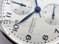 Portuguese IW371605 ZF V3 1:1 Best Edition SS White Dial Blue Markers on Blue Leather Strap A96355