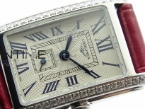 Doloevita SS Crystal Bezel 5055F 1:1 Best Edition Ivory White Textured Dial On Brown Leather Strap Cal.L178.2