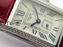 Doloevita SS Crystal Bezel 5055F 1:1 Best Edition Ivory White Textured Dial On Brown Leather Strap Cal.L178.2